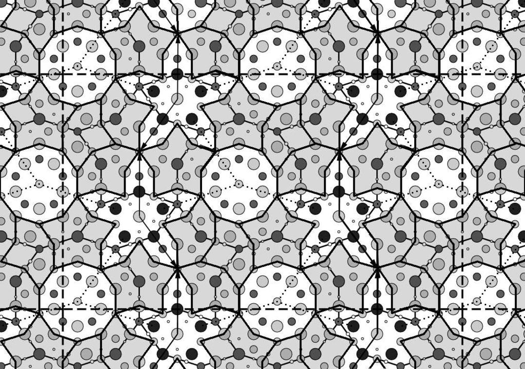 Another version of idealized decoration This image emphasizes a decomposition into 2.45Å Hexagon, Boat, and Star tiles around 2.45Å Decagon tiles.
