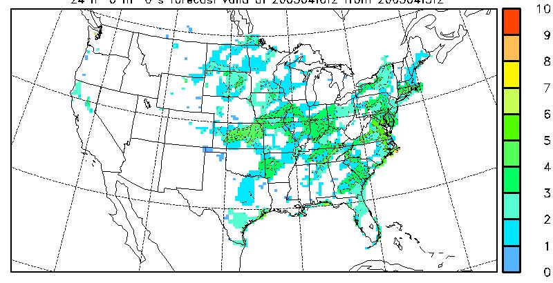 contingent on an observed event. Heavy rain events were defined as contiguous precipitation areas anywhere over the CONUS containing 24-hr rain amounts of 25 mm (~ 1 inch) or greater.