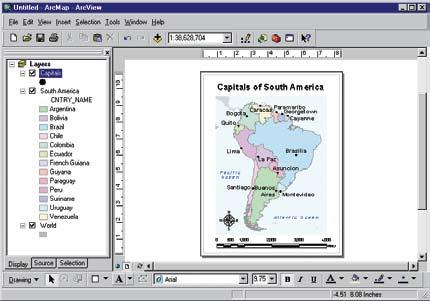 1 2 ArcMap also has a layout view for composing maps for