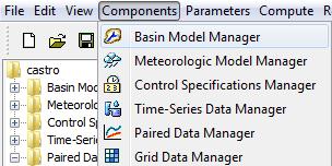 A new basin model can be added to a project by selecting the Components Basin Model Manager menu option (Figure 12).
