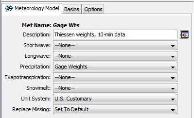 Chapter 3 Example The basin model is complete. Create the Meteorologic Model Begin creating the meteorologic model by selecting the Components Meteorologic Model Manager menu item.