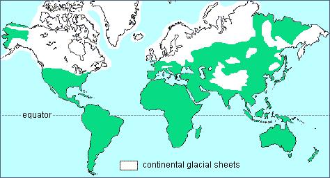 Extent of major glaciers at the