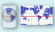 Lines of LAT straight & parallel Distances are true only along Equator, but are reasonably correct