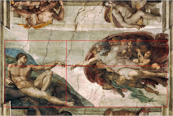 key dimensions in the room of The Last Supper, the table and the ornamental shields, are based on the Golden Ratio.