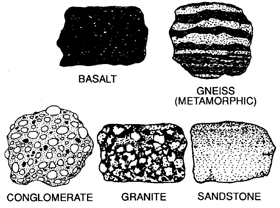 Base your answers to questions 54 through 58 on the diagrams below of five rock samples. 61. What is the origin of fine-grained igneous rock?
