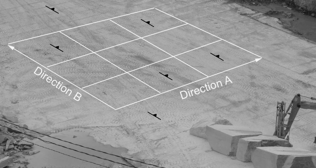 H. Luodes: Natural stone assessment with GPR Fig. 7. A measurement grid on the quarry bench.