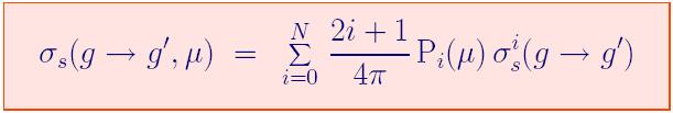 Angular distribution The probability distribution of the scattering angle for each groupto-group