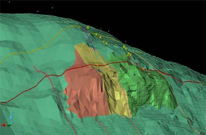 Influencing factors Debris Volume of the event scenario evaluated with a 3D-Modell geo-byte Salzburg on behalf of WLV Tyrol Disintegration factor Exampleof thevolumeof themovingrock-mass with a