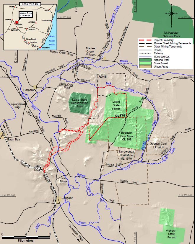 O 1 Introduction The Maules Creek Coal Project (the Project) is located in the Gunnedah Basin approximately 20km north-east of Boggabri, New South Wales.