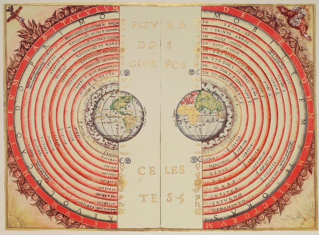 Geocentric Universe Circular acceleration v a = t Figure from a 16th century Portugese Cartographer showing the Ptolemeic geocentric system But Hipparchus rejected the ideas of Aristarchus and