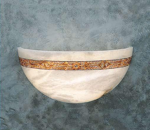 Material: White genuine alabaster with sienna tint engraving A51164-101 (shown) Antique ivory genuine alabaster A51164-201 : 11" W x 5.5 H x 5.5 Proj.