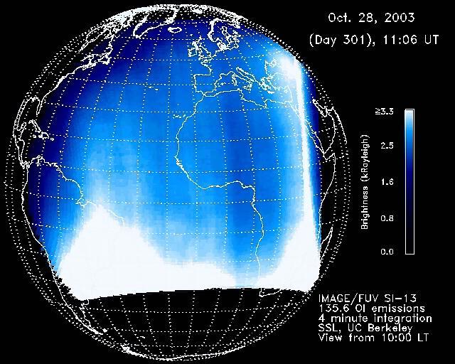 Simulation of Temperature (K) at 200 km, 29 October, 2003, 2100 UT Solar Cycle (~11 year) Solar Rotation