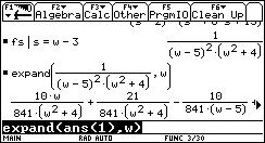 Suppose we have a table of Laplace transforms and we want to inverse the transform F( s) 1 ( s ) s 6s 13 better first to set s + 3 = w and to epand after : c h.