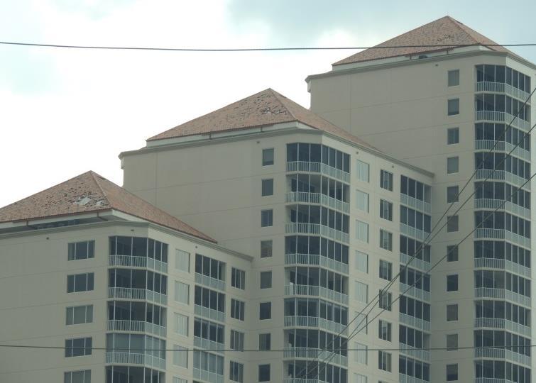 All of the surveyed buildings are in the 2010 Florida Building Code (FBC 2010) windborne debris region.