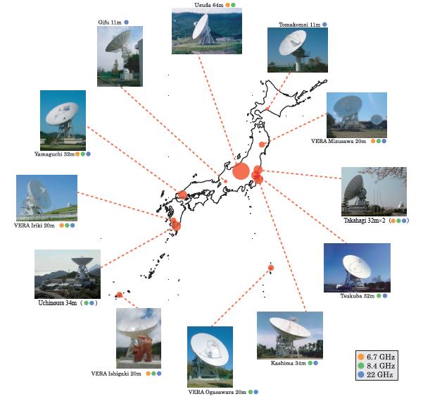 Japanese VLBI Network (JVN) led by Japanese Universities Collaboration NAOJ (VERA) Universities (Hokkaido, Ibaraki, Tsukuba, Gifu, Osaka-Pref, Yamaguchi,