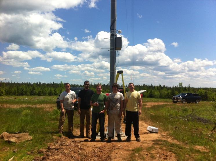 Installation of a meteorological tower for wind energy evaluation