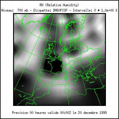 Simulation of a winter windstorm (December 1999; CRCM2 model) S.
