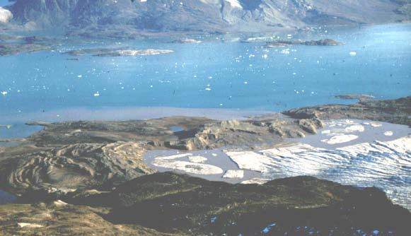 stable ice-cored moraines) Zone of cold glacier margins (Ice-cored moraines, thermokarst, extensive flow