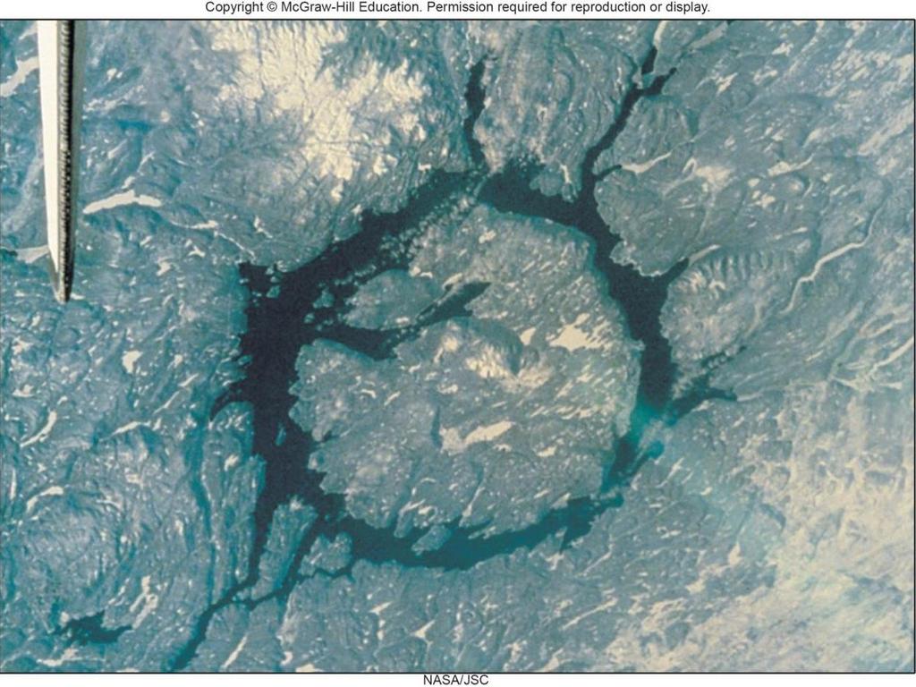 Figure 17.5 Manicouagan impact crater formed about 214 million years ago in northern Quebec, Canada.