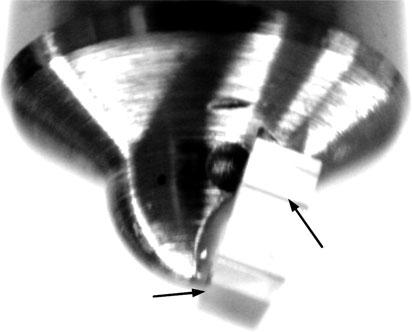 The experimental data consist of high-speed images obtained in the planar channel, where cavitation was formed in the upper section of the hole inlet.