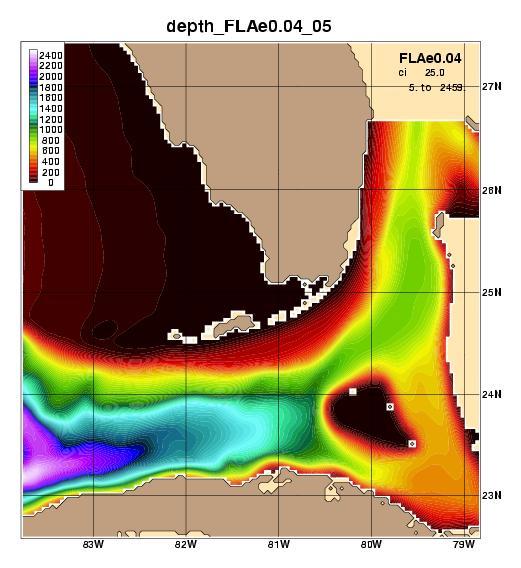 CR SR DT FB CSB A B Figure 2: SoFLA-HYCOM bathymetry; details are shown for the deep (left) and shallow (right) depths.