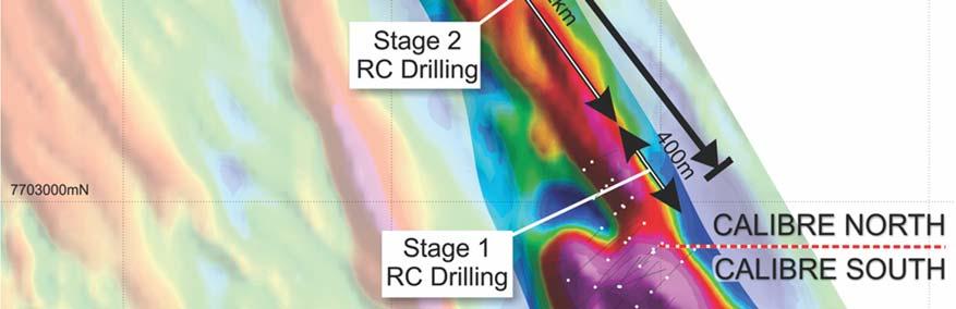 structural position north of the Stage 1 RC Drilling Area over a