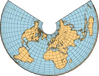 Conic Projection -Example How flat maps look