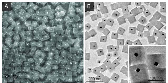 nanocomposites is very narrow with most particles fall in the range from 90 to 110 nm (Table 2). Few, if any, free-standing Pd nanocrystals were found outside the ZIF-8 cubes without MOF coating.