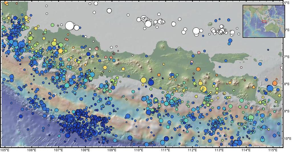 Seismicity near Java EQs of M4.