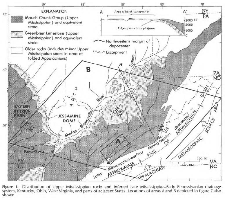 Strategy 2 stratigraphic correlation Mississippian Devonian : Greenbrier From Rice & Schwietering, 1988 Greenbrier subcrop