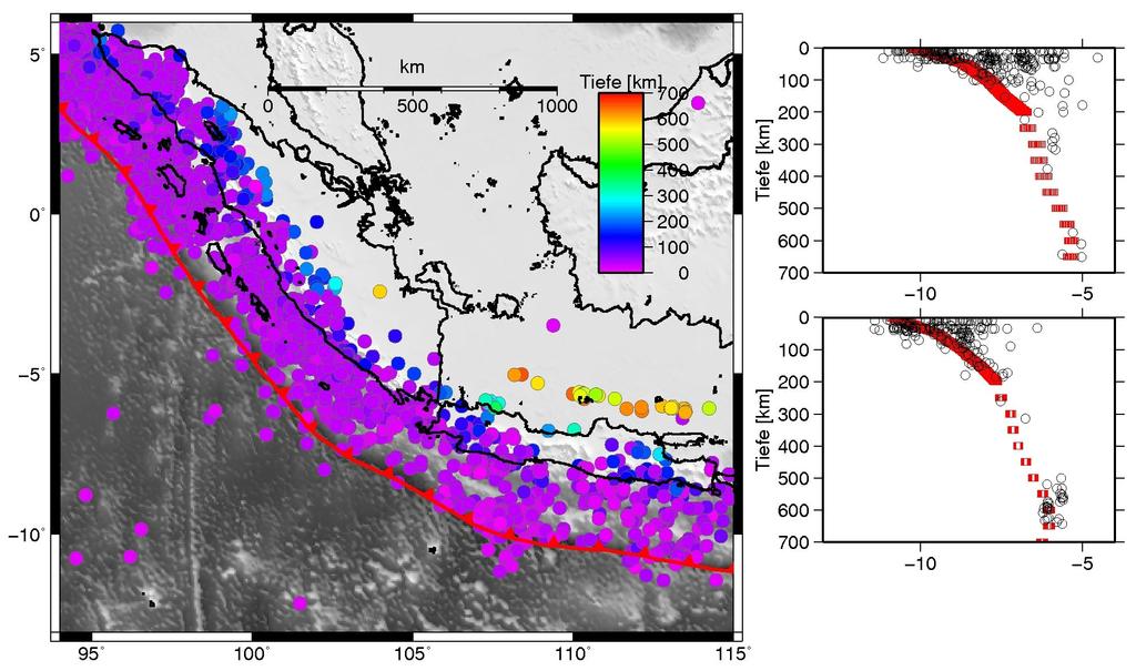 Sunda subduction zone shallow events near accretion and