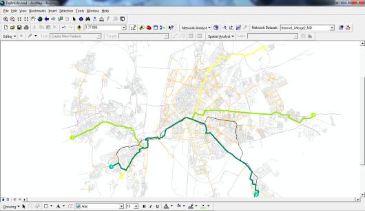 Urban Transport XXI 479 Figure 3: Comparison between ArcGis Network Analyst outcome (above) and GVSIG Análisis de redes outcome (below).