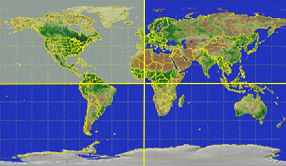 We can divide the Earth into quadrants: NW where all latitudes are NORTH and all longitudes are WEST.