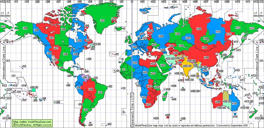 There are 24* primary world time zones Each time zone spans approximately 15 degrees of longitude *