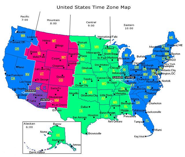 US TIME ZONES