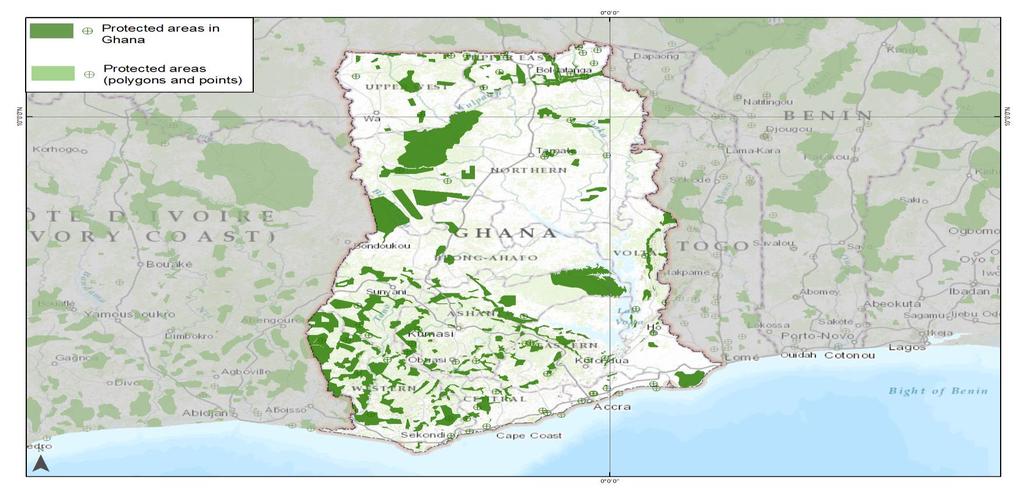 WDPA Data Status Report About this Report and the World Database on Protected Areas (WDPA) Map showing protected areas in the WDPA Ghana January 2015 The WDPA is the most comprehensive global dataset