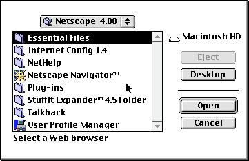 Acrobat Reader for Macintosh displays Select Web Browser dialog box If you are using a Macintosh, you may see the dialog box below when you click the Start Quiz button: This message appears when a