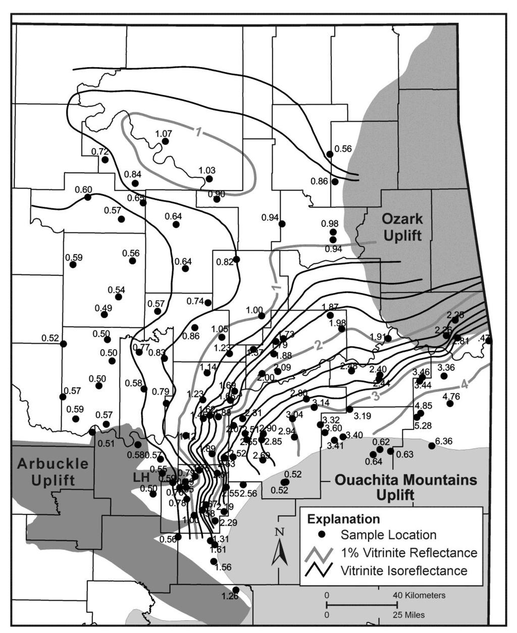 Isoreflectance Map of the Woodford Shale in Eastern Oklahoma (Updated November 2011) 0.77% 1.06% Thermal Anomaly 0.