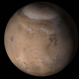 Mars 1.52 AU from the Sun Today, Mars is a cold dry planet with a thin atmosphere rich in CO2. Mars also possesses a very weak magnetic field.