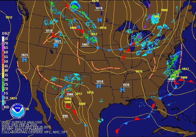 4.1.1 WPC Surface Analysis Charts. The WPC in College Park, MD, produces a variety of surface analysis charts for North America that are available on their Web site.