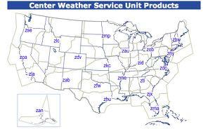 Figure 5-20. Center Weather Service Unit (CWSU) Areas of Responsibility CWAs are valid for up to 2 hours and may include forecasts of conditions expected to begin within 2 hours of issuance.