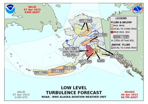 Figure 5-41. Alaskan Graphical Area Forecast (FA) Turbulence Forecast Example 5.10.2.5 Convective Outlook.