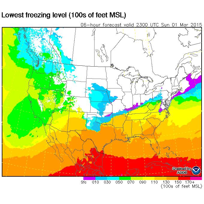 Figure 5-44. Aviationweather.gov Freezing Level Graphic Example 5.15 Upper-Air Forecasts.