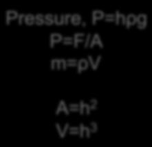 Archimedes Principle: The upward force acting on a body within a fluid, is equal to the weight of the fluid displaced by the body PROOF F 1 =P 1 A=Dρgh 2 P 1 =Dρg D Pressure, P=hρg P=F/A m=ρv A=h 2