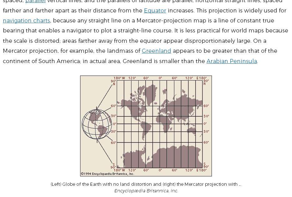 Navigation with the Mercator projection