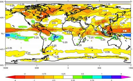 Interestingly, model spread is largest in the southern hemisphere where the cooling varies from 2 to 5.
