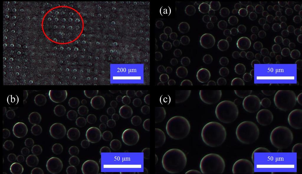 Images 1-3 show the sequence of droplet growth and pinning behavior. The entire sequence occurred over a one minute span.