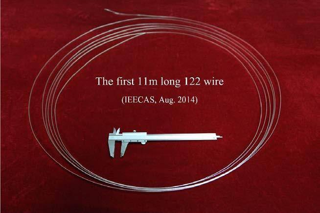 IEE-CAS Ma, Physica C 516 (2015) 17 The first 11m long Sr-122 tape -- by the scalable rolling process The first long wire-- 11