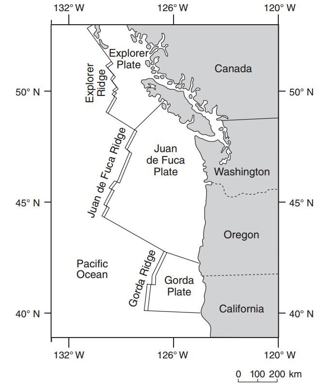 The Explorer and Gorda ridges and plates are parts of the Juan de Fuca tectonic system.