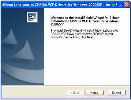 Install cp2101(usb2com) driver Choose the appropriate driver for your